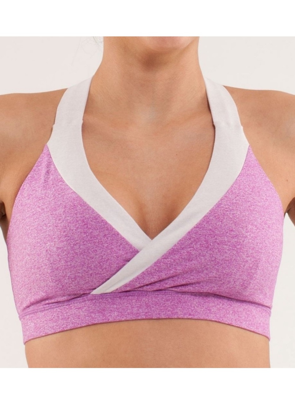 Lululemon Athletica Deep Breath Pink and White Sports Bra - 6